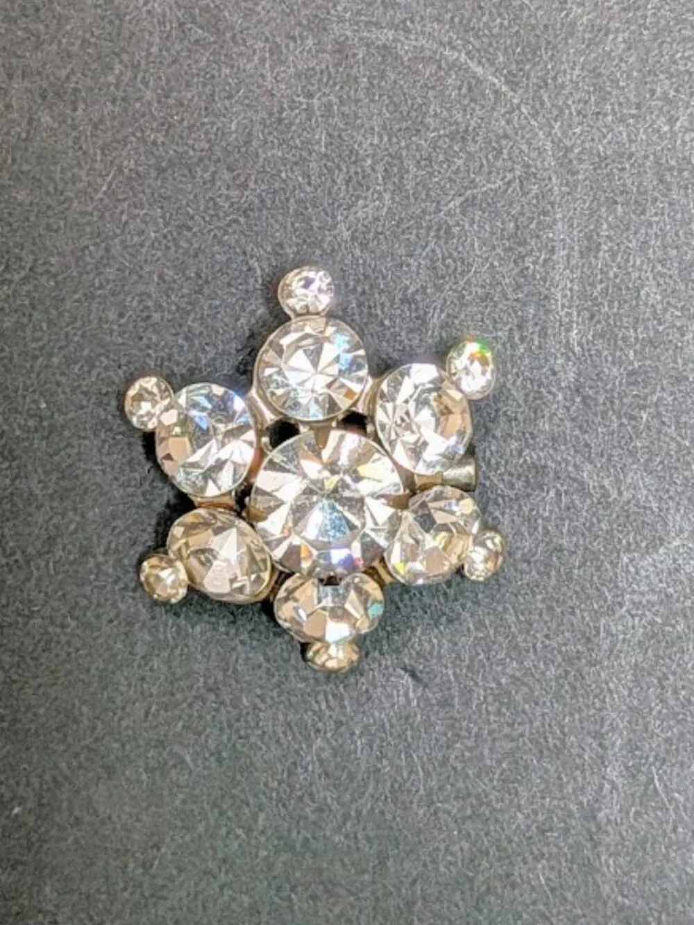 Vintage 1940s 50s Clear Rhinestone Floral Starburst Brooch Pin